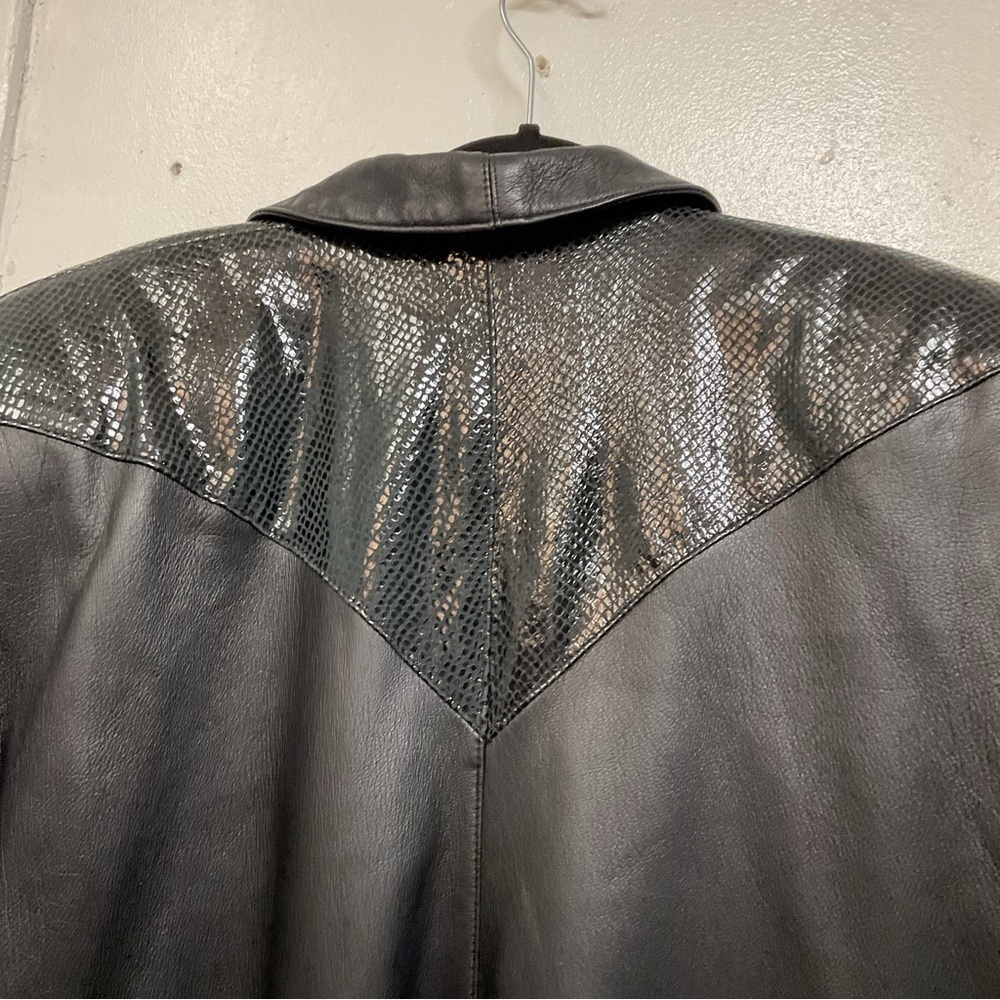 Vintage Giovinezza Moda by Rocco Leather Trench Black Coat Size Small - Picture 6 of 15
